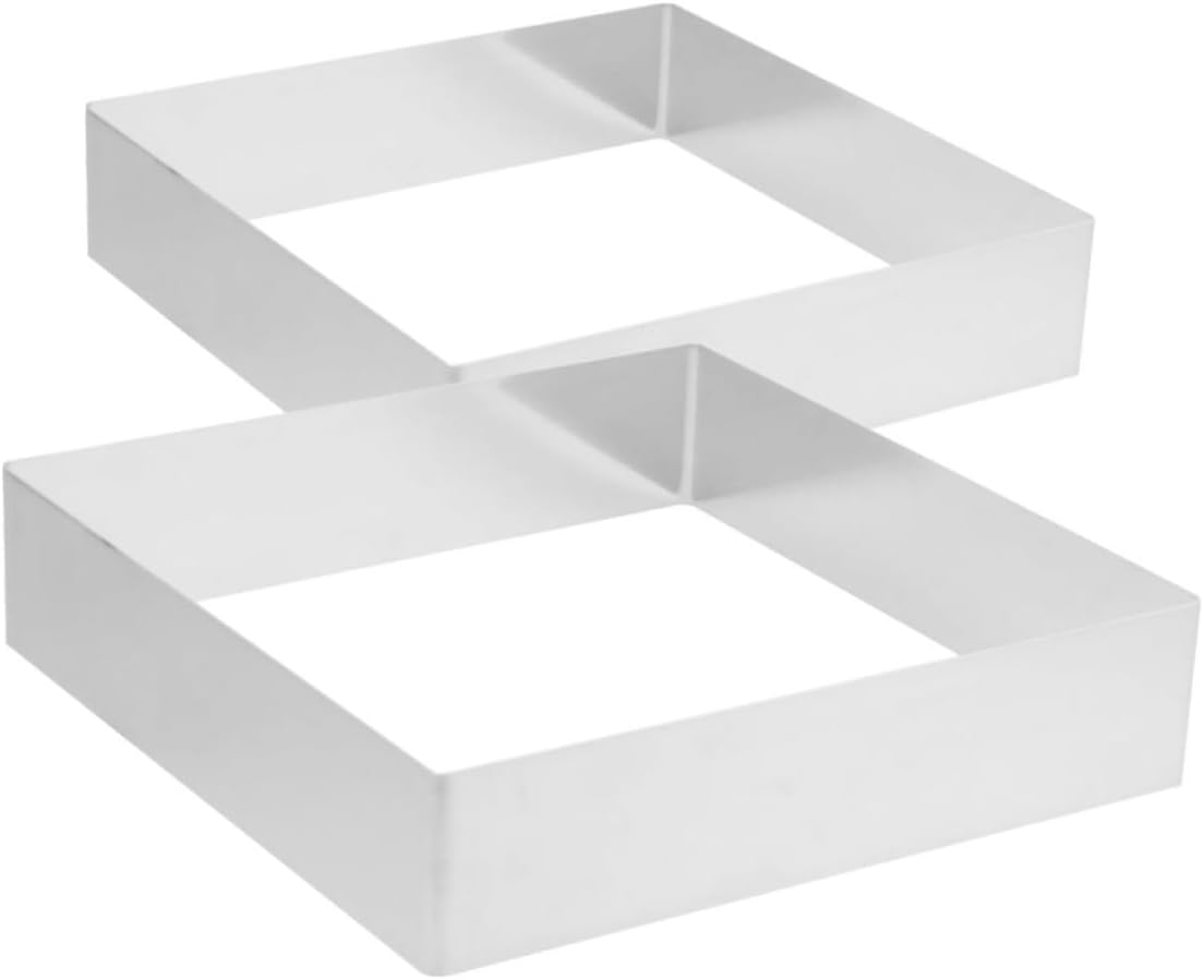 2pcs Square Mousse Cake Ring Mold High Precision Stainless Steel Pastry Ring for Baking Delicious Desserts for Home Gatherings and Festive Celebrations