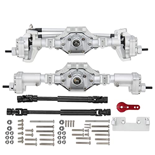 VGEBY Front Rear Axle, Axle Assembly RC Car Axle Front Axle Assembly with Drive Shaft Upgrade Parts Fit for Axial SCX10 II 90046 90047(Silver)