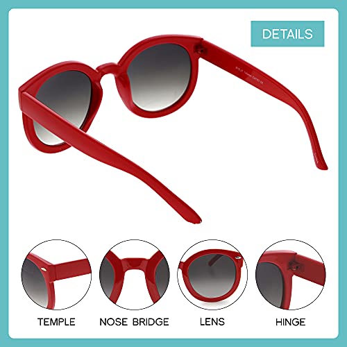 Image of zeroUV - Round Retro Oversized Sunglasses for Women with Colored Mirror and Neutral Lens 53mm
