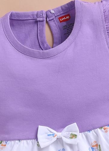 Image of LuvLap Baby Girls Regular Fit 100% Cotton Half Sleeve Girls Knee Length Frock Pack of 3