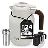 LEBENLANG Thermoskanne 1,5L Keramikbeschichtung - Inkl. Teesieb I 24h Heiß I Kaffeekanne Kaffee & Teekanne mit Siebeinsatz I Thermo Isolierkanne Tee Termoskakanne Thermoskannen 1 5 Liter