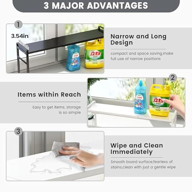 1pcs Small Narrow Tall Shelf for Windowsill Kitchen Organizer Window Sill Plant Shelf Stackable Shelves Bathroom Sill Thin Shelves for Narrow Spaces Counter Top Racks