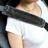 Amooca 2-Pack Soft Furry Universal Seatbelt Cover Car Shoulder Pad
