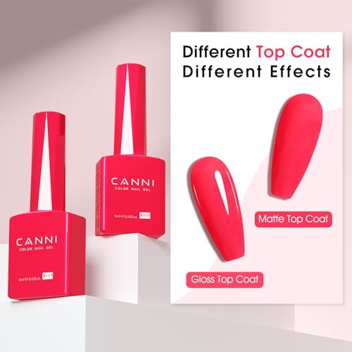 Image of CANNI 9ml Strawberry Pink Gel Nail Polish, High Gloss UV LED Soak Off Gel