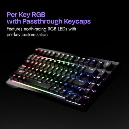 Image of Kreo Swarm X Wireless Mechanical Gaming Keyboard - Huano Red Switches, Pass Through Keycaps with RGB, Tri-Mode Connectivity (2.4Ghz /Bluetooth /Wired), 5-Pin Hot-Swap, for Windows & MacOS (Black)