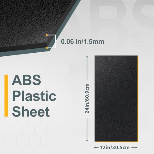 Image of Plastic Sheet 12 inch x 24 inch x 0.06 inch, Black PVC Board Flexible Moldable Impact Strength and High Tensile 1 /16 inch Thick (1.5mm) for Crafts Materials Home Decor and Handicrafts, Abs Plastic Sheets 6 Pack