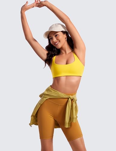Image of CRZ YOGA Butterluxe Square Neck Sports Bras | Light Support, Removable Pads, Yoga, Extremely Soft, Low Coverage, Adjustable Spaghetti Straps, for Women