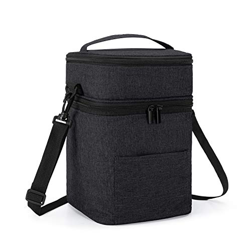 Image of LUXJA Double-Layer Breastmilk Cooler Bag (Fits 4 Bottles, up to 9 Ounce), Breastmilk Cooler for Breastmilk Bottles (Bag Only), Black