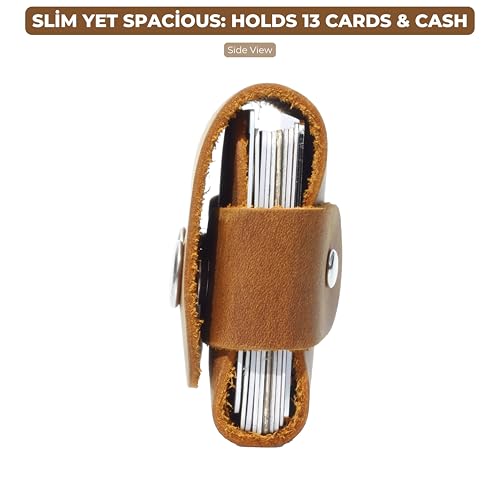 Toprank Genuine Leather Slim Wallet & Card Holder – Handmade Minimalist Design for Men & Women, Vintage Distressed Look (Camel)4