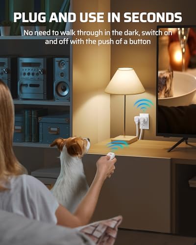 DEWENWILS Wireless Remote Control Outlet, 2 Independent Control Sockets Electrical Remote Light Switch, No Interference Remote Outlet Switch, No Wiring, 15A/1875W, 100 FT Range