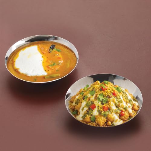 Image of HAZEL Stainless Steel Small Copri Plate 15.5 cm, Set of 2| Hammered Design Snacks Plate Nasta Plate for Serving Food & Daily Use, 400ml