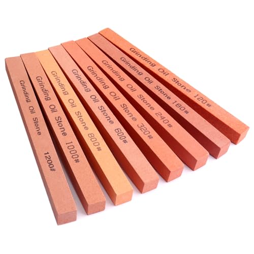 Sharpening Stone Set 8pcs Rectangular Sanding Sticks Knife White Corundum Oil Stone for Knife Most DIY Bladed&Cutting Tool-120# 180# 240# 320# 600# 800# 1000# 1200#(5.91x0.47x0.47inch)