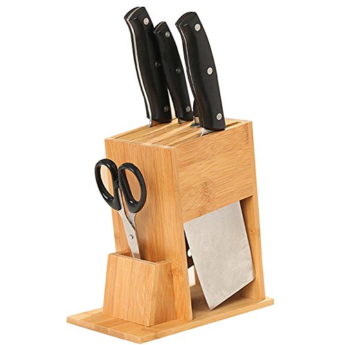 rethyrel Ensemble de Bloc de Couteau en Bois Comptoir de Bloc de Couteau Vide Rack Organisateur de Stockage de Couverts Multifonctionnel Cover
