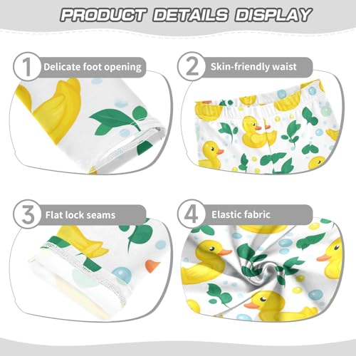 White Yellow Ducks Girls' Leggings Toddler Doodles Leaves Kids Yoga Pants Dance Active Tights 4T3