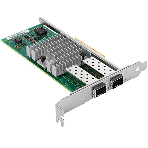 Euqvos Tarjeta de Red de 10gbe para Intel X520 DA2 / X520 SR2 82599ES Chip, PCI Express 2.0 X8 Puertos SFP + duales 10Gigabit (Nic) for Windows Server, Windows Vista, Linux, Freebsd, VMware ESX/ESXi
