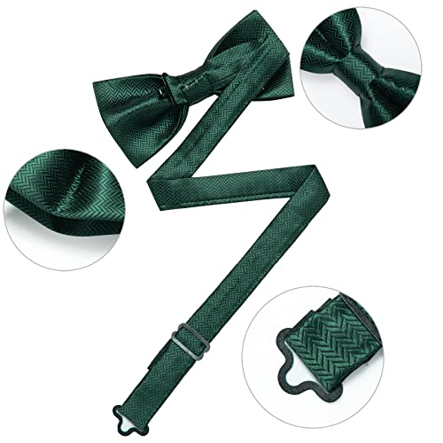 Image of DiBanGu Pre-Tied Bow Ties for Men Silk Adjustable Tuxedo Bowties Pocket Square Cufflinks Set with Lapel Pin Jacquard Woven