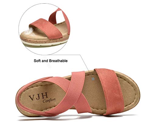 Image of VJH confort Women's Flat Sandals, Comfort Slip-on Elastic Ankle Strap Slingback Light Weight Casual Walking Sandals