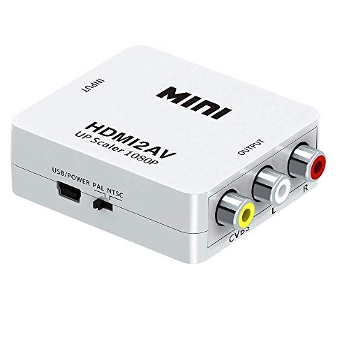 Image of MICROWARE HDMI to AV Converter, 1080p HDMI to RCA CVBS AV Composite Adapter HDMI 2 AV Converter Support for for PC Laptop PS4 PS3 Xbox Wii HDTV STB VHS VCR Camera Blue-Ray DVD TV Box