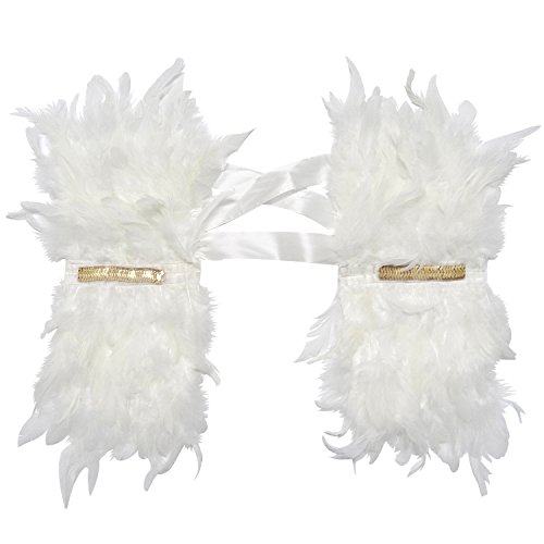 L'vow Real Natural Feather Epaulet Shrug Shawl Scapular Shoulder Wrap Halloween (Y- White) #TOP5