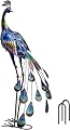TERESA'S COLLECTIONS Garden Decor, Peacock Garden Decor with Colorful Painting, 24'', Waterproof Metal Garden Statue, Peacock Gifts, Garden Gifts for Women Mom, Indoor/Outdoor