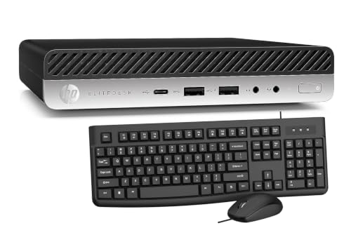 HP EliteDesk 800 G5 Mini PC de Escritorio, Intel Core i5 9500T, 8 GB de RAM, SSD de 256 GB, Wi Fi, Bluetooth, Teclado QWERTY Estadounidense, Windows 11 Pro (Reacondicionado)