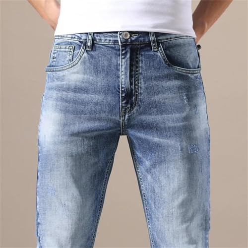 Men's Stretch Jeans Vintage Pocket Denim Pants Pleated Skinny Trousers Casual Fashion Clothing3