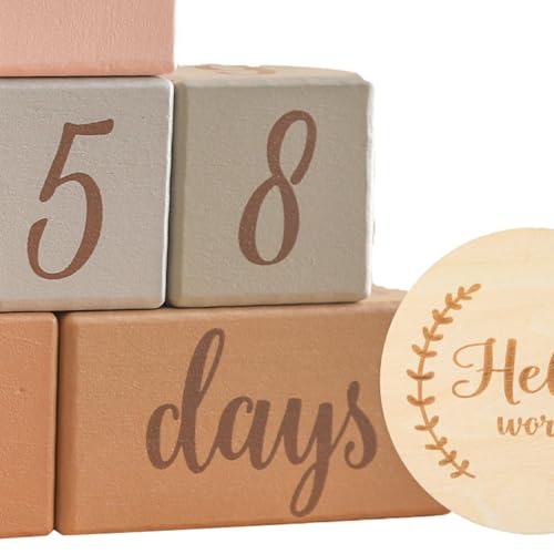 Blocs de jalons souvenirs bébé en bois décoration cadeau bleu - 3