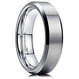 King Will 6MM Wedding Band For Men Tungsten Carbide Engagement Ring Comfort Fit Beveled Edges (8.5)
