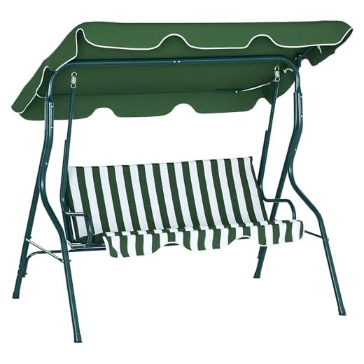 Baloiço de metal de 3 lugares com almofada e teto ajustável - Carga 200 kg 170x110x153