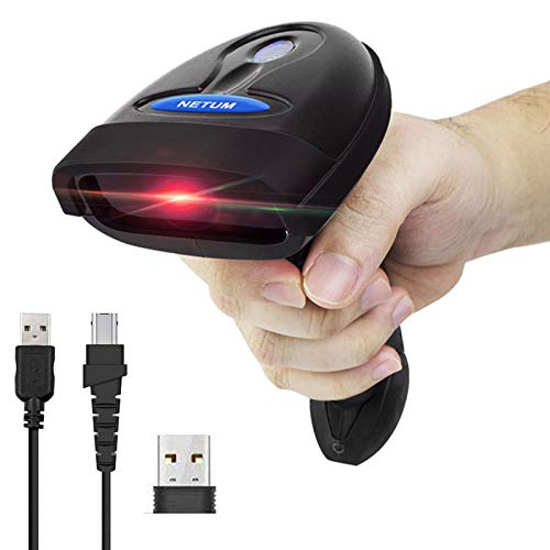 NETUM Bluetooth 1D Barcode Scanner, Compatible with Bluetooth Function & Wired Connection, Connect Smart Phone, Tablet, PC, Laser Bar Code Reader Work with Windows, Mac,Android, iOS NT-1698LY
