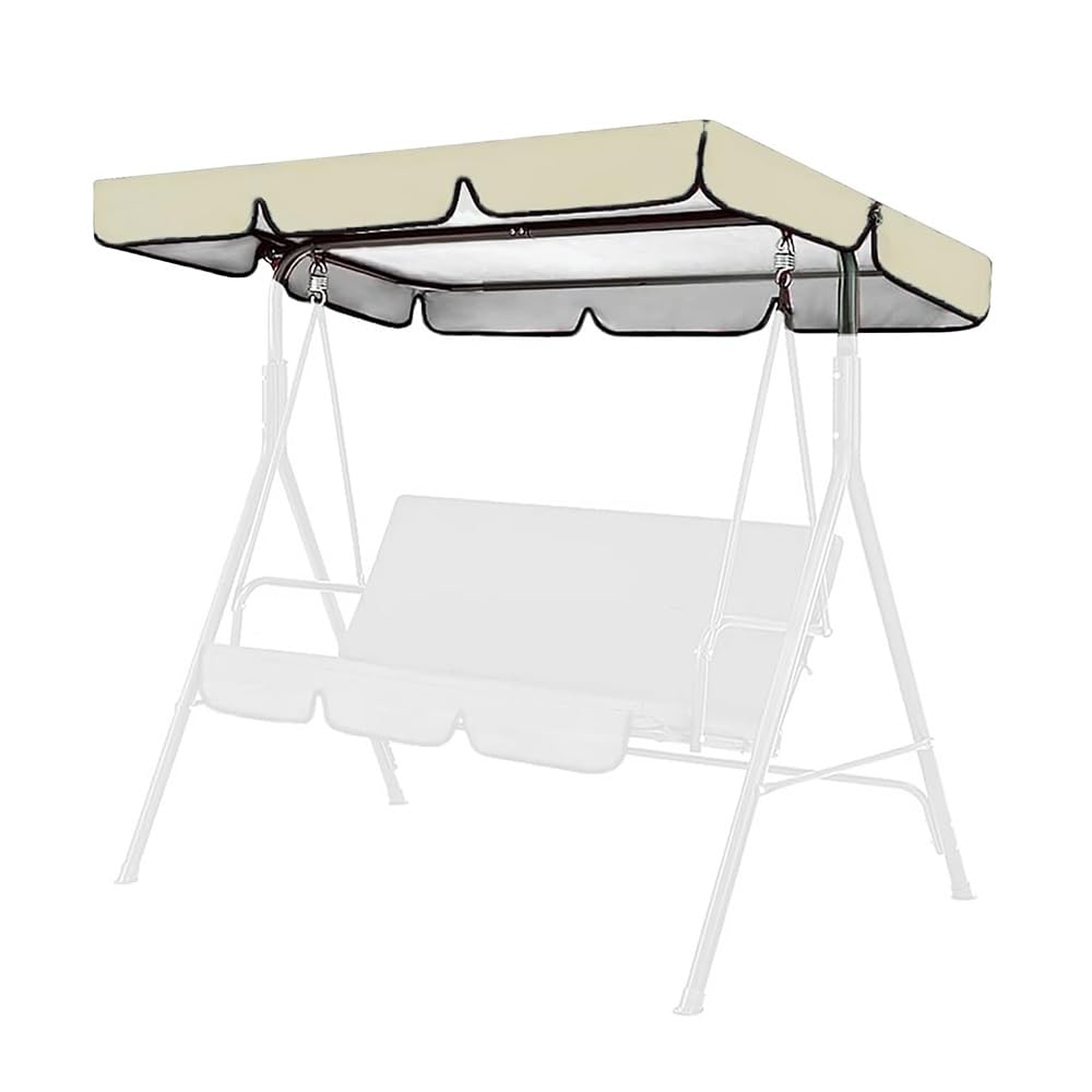 BEWEGNLNHK Outdoor Swing Canopy Replacement Top Cover 2 3 Seater Patio Swing Cover Waterproof Porch Swing Canopy Replacement Top Cover Sun Shade Swing Cover(Beige,249x185cm(98x73in))