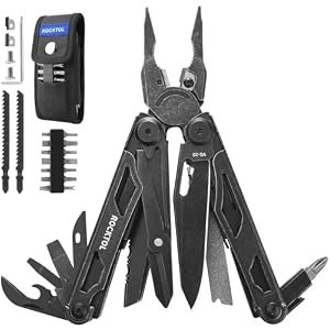 ROCKTOL Multitool, VG-10 Blade, 29-in-1 Multitool Pliers with Replaceable Wire Cutters and Saw, Heavy-duty Stainless Steel Multi-tool Set and Nylon Sheath for Camping Survival multi tool for Man
