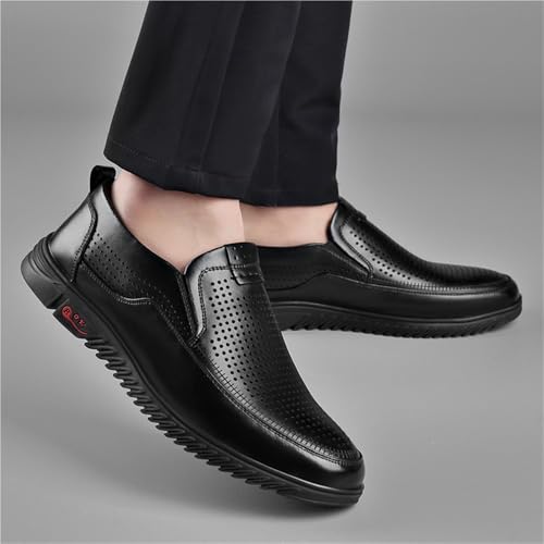 Men's Summer Genuine Leather Hollow Out Business Sandals Casual Shoes Breathable Soft Sole Dad Shoes for Middle Aged Comfortable Footwear3