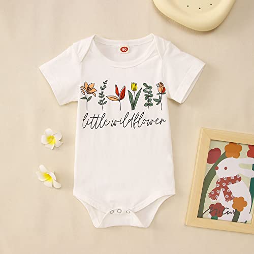 Ritatte Newborn Baby Girl Wildflower Onesie Infant Little Wildflower Bodysuit Romper Funny Flower Summer One-Piece Clothes4