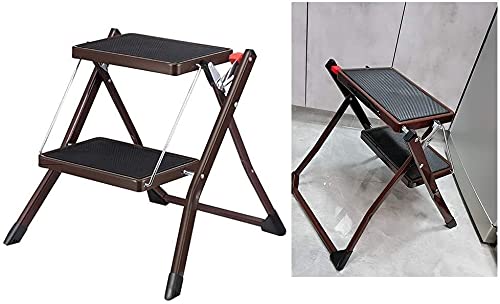 ladders for Home, Step Stools, 2 Ladder Chair, Folding(Coffee)