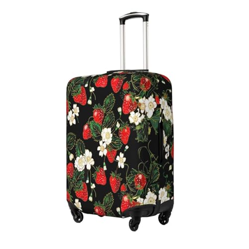 Strawberry White Flower Travel Luggage Cover Elastic Suitcase Covers Washable Anti Scratch Luggage Dust Covers Protector, Fits 29-32 inch Luggage, XL2