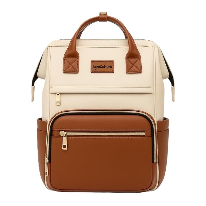 Image of Tip 'n' Top Baby Diaper Bag Backpack for Moms & Dads | Multi-Function Waterproof Baby Bag | Large Capacity with Insulated Pockets | Stylish Maternity Backpack for Travel & Daily Use (Brown and Cream)
