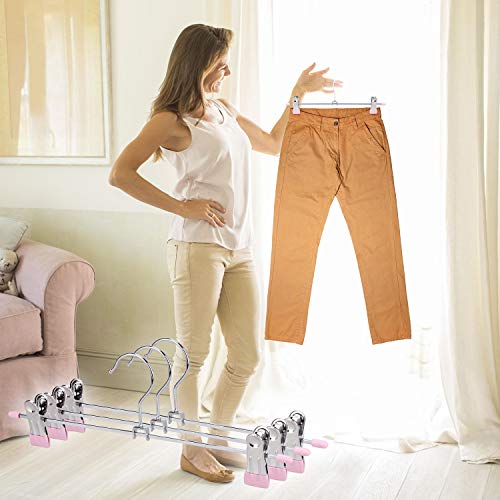 image for IEOKE Pant Hangers, Skirt Hangers with Clips Metal Trouser Clip Hanger