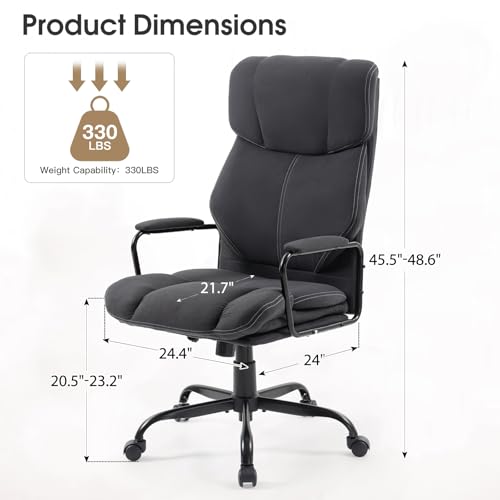 Image of ECOTOUGE Executive Office Chair, Ergonomic Chair with Thick Cushion & Lumbar Support, Computer Chair with Adjustable Height & Armrests, Big and Tall Office Chair, Rolling Swivel Chair,Dark Gray