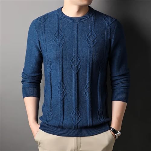 Fashion Argyle Men's Knit Sweater Autumn and Winter Thick Warm Business Casual O-Neck Sweater4