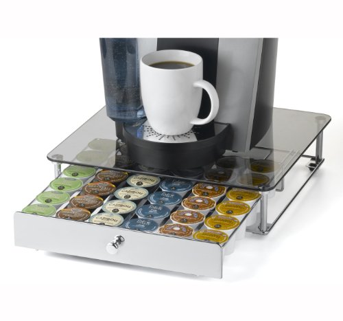 Nifty 6470 Keurig Brewed Glass Top K-Cup Rolling Drawer,Nickel