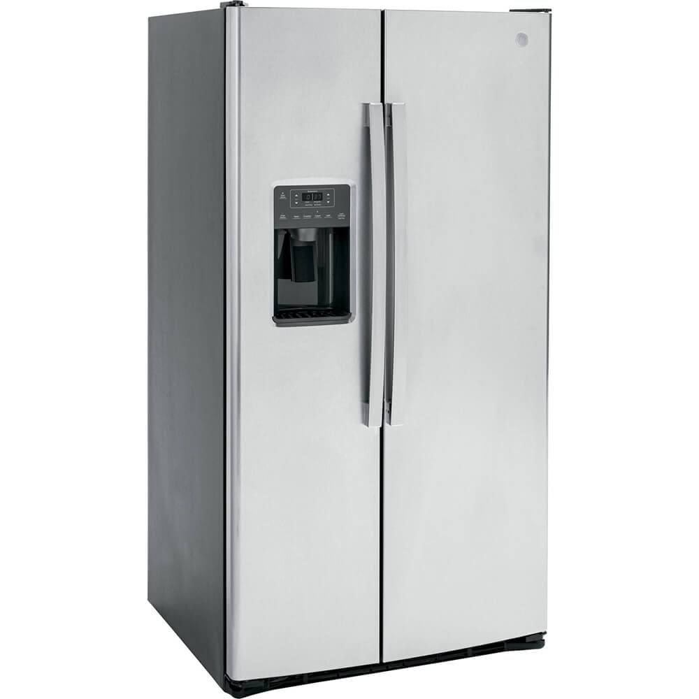 GE 25.3 Cu. Ft. Side By Side Refrigerator In Fingerprint Resistant Stainless Steel, Standard Depth on Fridge.com - View 6