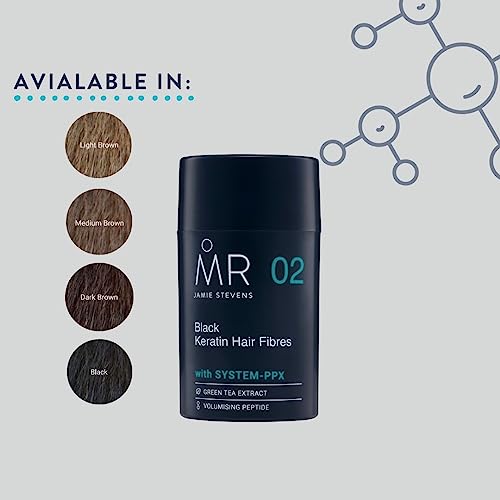MR Hair Fibres Black, Natural Men's Hair Building Fibre with Keratin and System PPX + Green Tea Extract for Hair Growth, Conceals Thinning and Balding Hair, 15 ml - Image 3
