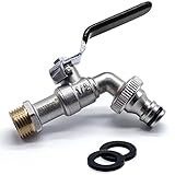 Apto para todas las mangueras de entrada y comerciales: hay grifos WaterGo disponibles en los tamaños de entrada de 1/2" o 3/4", elige según tus necesidades. El tamaño de la salida es de 3/4 pulgadas. El conector de manguera incluido se adapta a todos los sistemas de manguera alemanes.