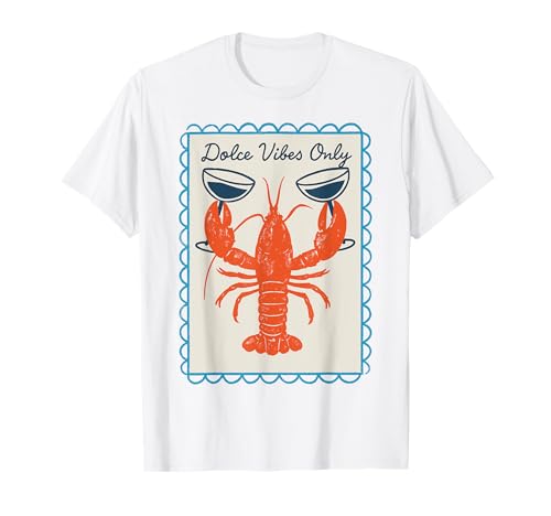 Vino de langosta náutico retro Dolce Vibes Only, divertido verano Camiseta