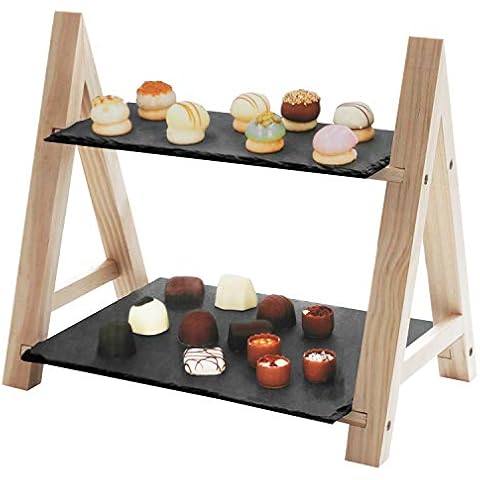 2-Tier Wooden Slate Serving Stand Cover