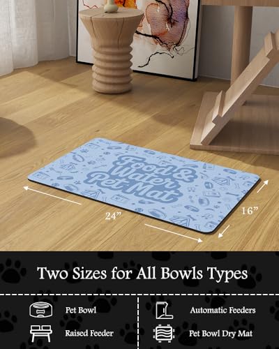 Image of Pet Feeding Mat-Absorbent Dog Mat for Food and Water Bowl-No Stains Quick Dry Water Dispenser Mat-Dog Accessories Pet Supplies-Bowl for Messy Drinkers（Words,16 inchx24 inch