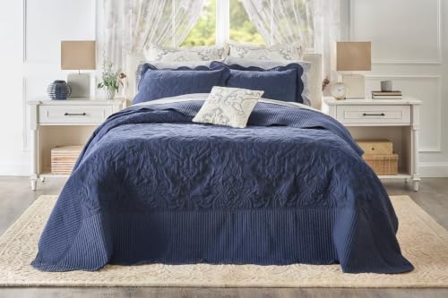 Image of BrylaneHome Amelia Bedspread - Full, Navy