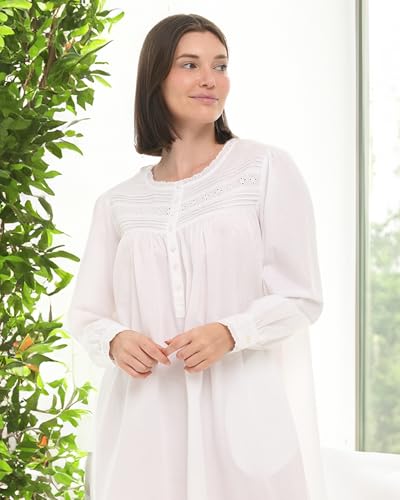 Alexander Del Rossa Vintage Nightgown, Vintage Victorian Nightgowns for Women, 100% Cotton Nightgowns for Women4