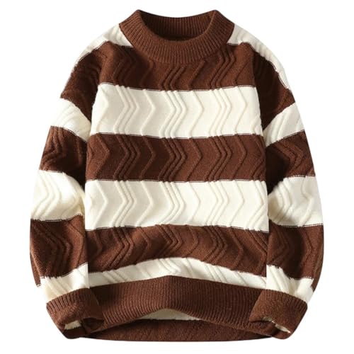 Men's Classic Winter Striped Christmas Pullover Korean Fashion Sweater Thick Warm Loose Sweater
